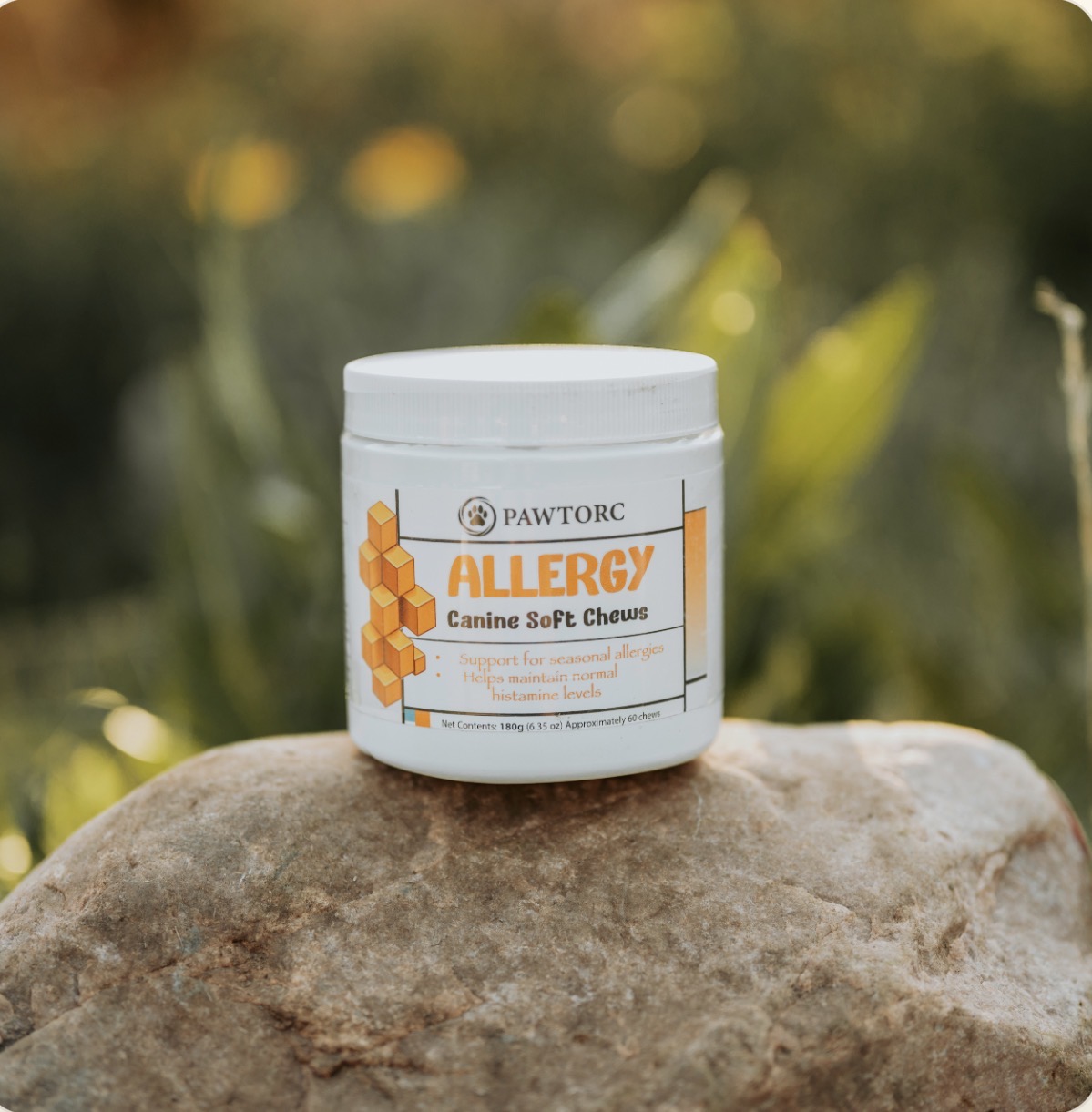 Pawtorc Allergy Soft Chews jar — 180g · approx. 60 chews
